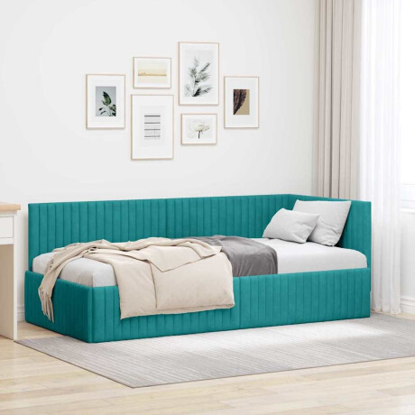 vidaXL Hoekbedframe met hoofdeinde Turquoise 90 x 200 cm Fluweel