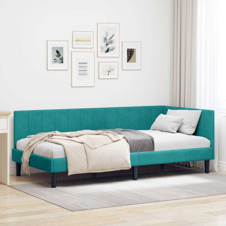 vidaXL Hoekbedframe met hoofdeinde Turquoise 90 x 200 cm Fluweel