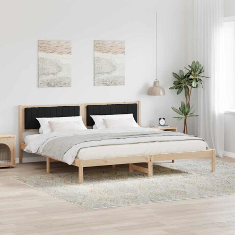 vidaXL Bedframe met hoofdeinde Zwart 200 x 200 cm Massief grenenhout