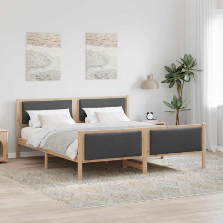 vidaXL Bedframe met hoofdeinde Donkergrijs 200 x 200 cm Stof