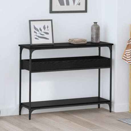 vidaXL Wandtafel met plank Zwart eiken 100 x 29 x 75 cm Bewerkt hout