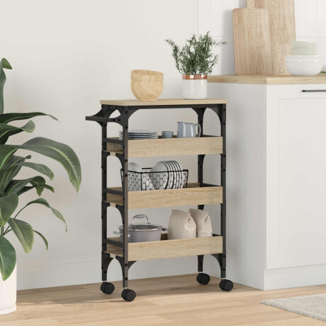 vidaXL Keuken Trolley Sonoma Eiken 53 x 20 x 76 cm Bewerkt hout