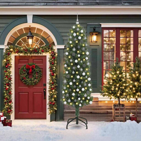 vidaXL Slanke Kerstboom Groen 55 x 55 x 210 cm Kunststof en metaal