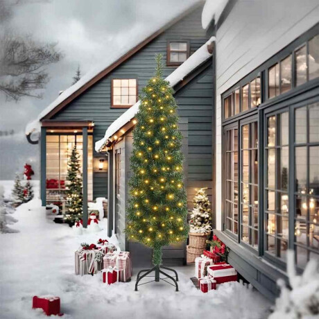 vidaXL Slanke Kerstboom Groen 61 x 61 x 240 cm Kunststof en metaal