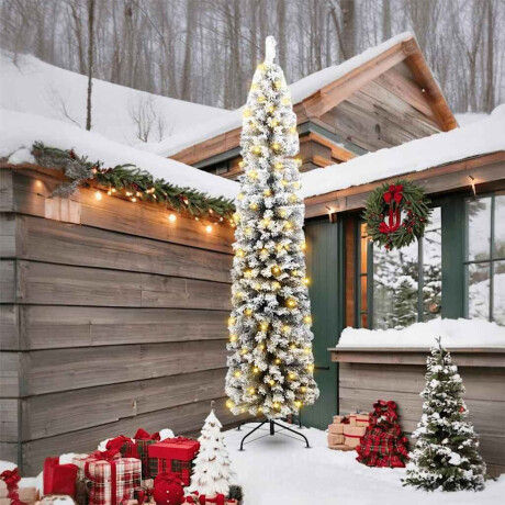 vidaXL Slanke Kerstboom Groen 61 x 61 x 240 cm Kunststof en metaal
