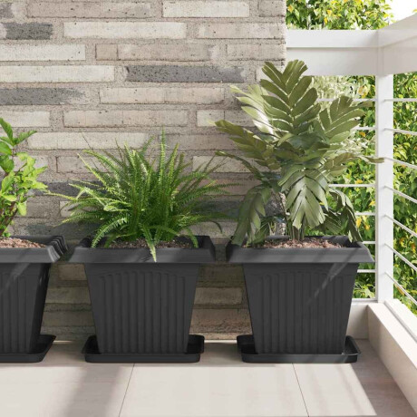 vidaXL Vierkante Bloemenschotel 6 pcs Zwart 32 x 32 x 2,5 cm Kunststof