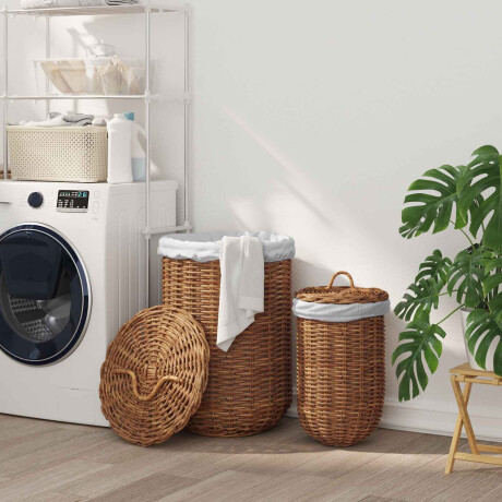 vidaXL Wasmand 2 pcs Bruin Kubu Rattan