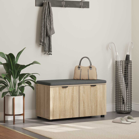 vidaXL Halbank met kussen met plank Sonoma Eiken 80 x 38 x 46 cm
