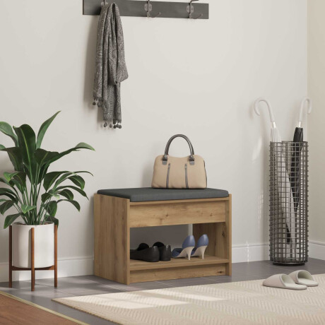 vidaXL Halbank met kussen met plank Artisan Eik 63 x 38 x 45 cm