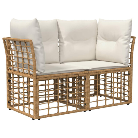 vidaXL Buiten loveseat 2 pcs Natuurlijk en Crème Wit poly rattan