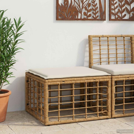 vidaXL Tuinvoetenbank Naturel poly rattan