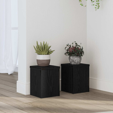 vidaXL Plantenstandaard 2 pcs Zwart Eiken 15 x 15 x 20 cm Bewerkt hout