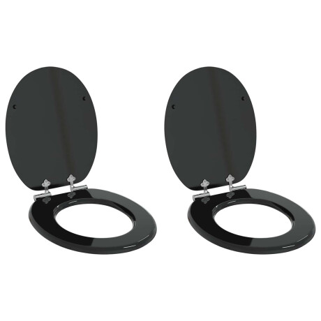 vidaXL Zachte sluit toiletbril 2 pcs Zwart 44 x 38 cm MDF-plaat