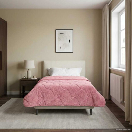 vidaXL Vol jaar dekbed Roze 135 x 200 cm Microfiber en Teddy fleece