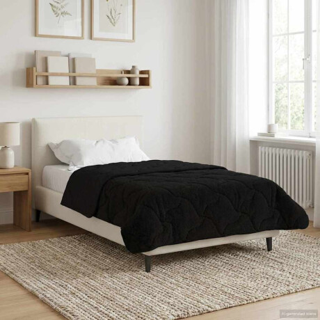 vidaXL Winter Dekbed Zwart 135 x 200 cm Microfiber en Teddy fleece
