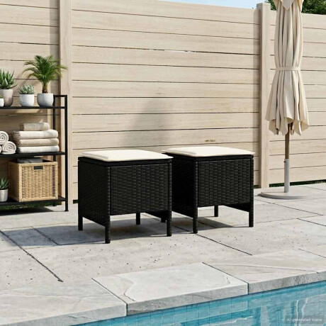 vidaXL Tuinvoetenbank 2 Stuk Zwart en Crème 38 x 38 x 45 cm PE Rattan