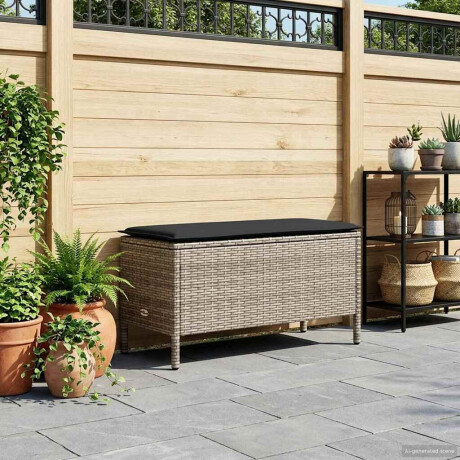 vidaXL Tuinvoetenbank Grijs en Donkergrijs 80 x 38 x 45 cm PE Rattan