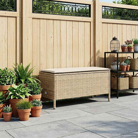 vidaXL Tuinvoetenbank Beige en Crème 80 x 38 x 42 cm PE Rattan