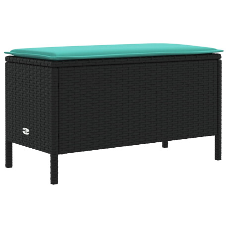 vidaXL Tuinvoetenbank Zwart en Turquoise 80 x 38 x 42 cm PE Rattan