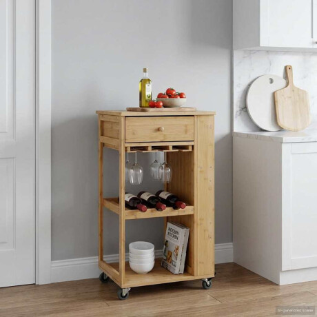 vidaXL Keukentrolley met Wielen Naturel 47,5 x 36 x 83 cm Bamboe