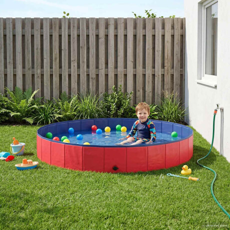 vidaXL Kinderen Zwembad Rood Ø200 x 30 cm Dik PVC en Gelaagd Hout