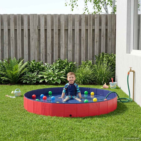 vidaXL Kinderen Zwembad Rood Ø300 x 38 cm Dik PVC en Gelaagd Hout