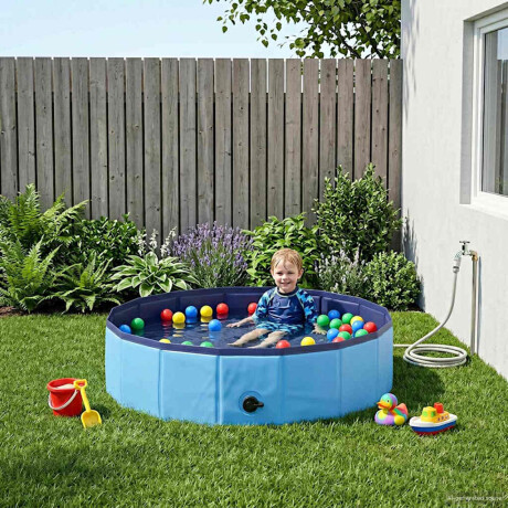 vidaXL Kinderen Zwembad Blauw Ø 80 x 20 cm Dik PVC en Gelaagd Hout
