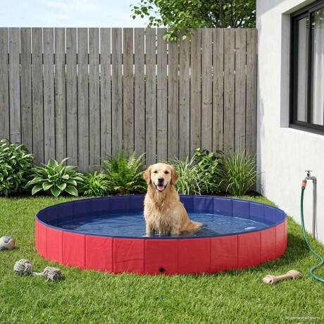 vidaXL Honden zwembad Rood Ø300 x 38 cm Dik PVC
