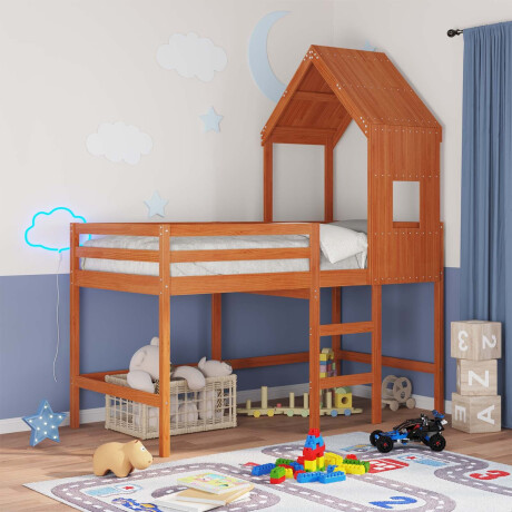 vidaXL Hoogslaper bedframe Wasbruin 90 x 190 cm Massief grenenhout