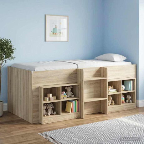 vidaXL Kinder Hoogslaper 2 pcs Sonoma Eiken 98.5 x 200 cm Bewerkt hout