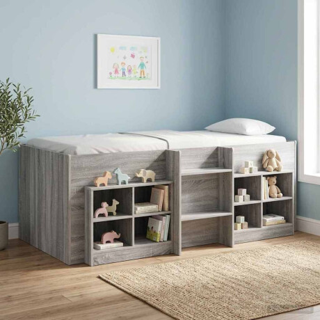 vidaXL Kinder Hoogslaper 2 pcs Grijs Sonoma 98.5 x 200 cm Bewerkt hout