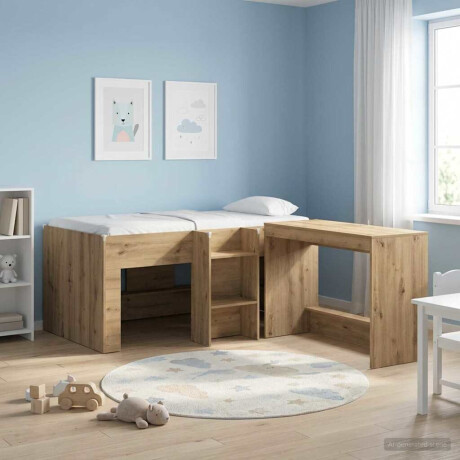 vidaXL Kinder Hoogslaper 2 pcs Artisanaal eiken 163 x 101,1 x 68,5 cm