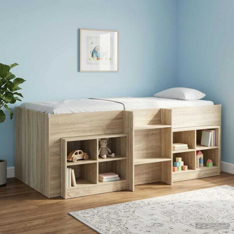 vidaXL Kinder Hoogslaper 2 pcs Sonoma Eiken 90 x 190 cm Bewerkt hout