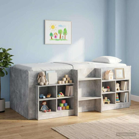 vidaXL Kinder Hoogslaper 2 pcs Betongrijs 90 x 190 cm Bewerkt hout