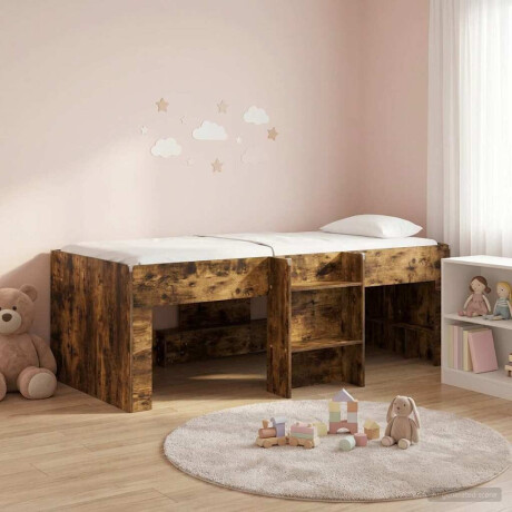 vidaXL Kinder Hoogslaper 2 pcs Gerookt eiken 90 x 190 cm Bewerkt hout