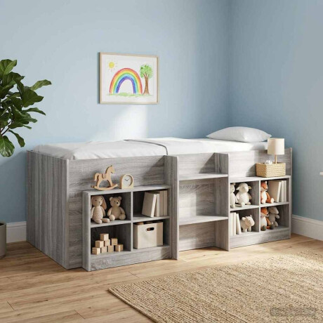 vidaXL Kinder Hoogslaper 2 pcs Grijs Sonoma 90 x 190 cm Bewerkt hout