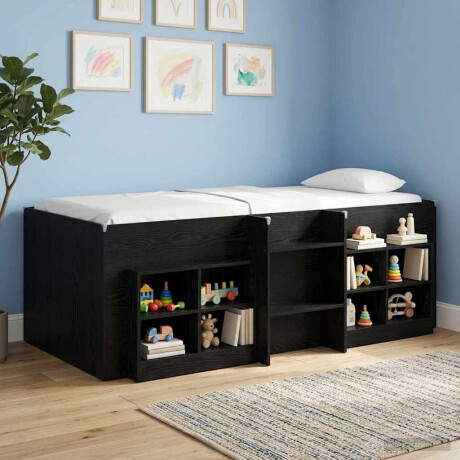 vidaXL Kinder Hoogslaper 2 pcs Zwart eiken 193 x 96,1 x 68,5 cm