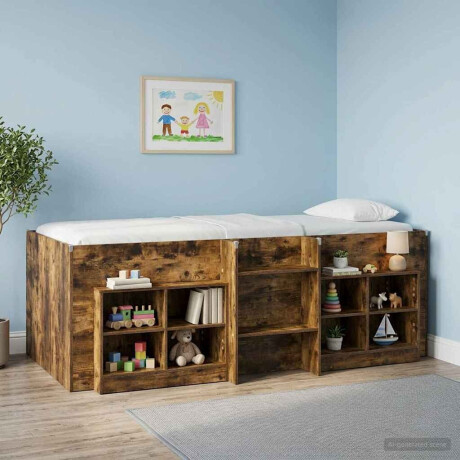 vidaXL Kinder Hoogslaper 2 pcs Gerookt eiken 193 x 96,1 x 68,5 cm