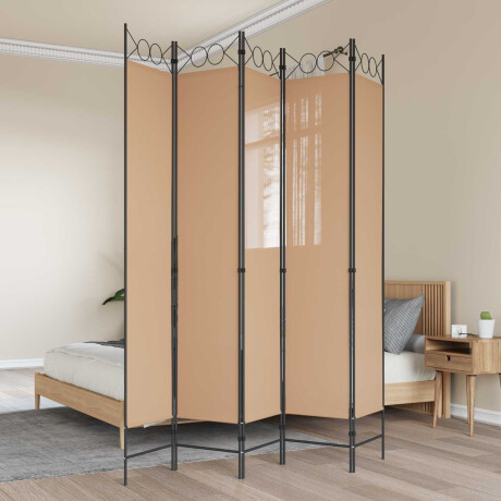 vidaXL 5-Panel Room Divider Beige 200 x 220 cm Stof
