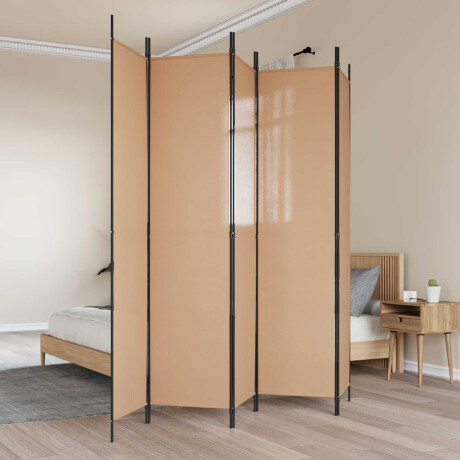 vidaXL 5-Panel Room Divider Beige 250 x 220 cm Stof