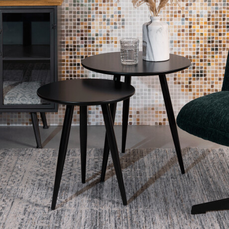 Bijzettafel 'Kevan' set van 2 stuks, kleur Zwart