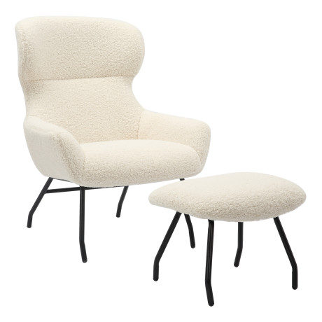 Artistiq Fauteuil 'Ashten' Met hocker, Teddy, kleur Beige