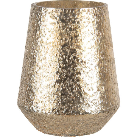 Clayre & Eef Glazen Theelichthouder Ø 16*20 cm Goudkleurig Glas Rond Waxinelichthouder Windlichthouder