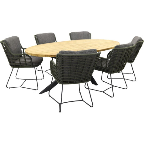 4 Seasons Outdoor Tuinset Fabrice groen Prado Teak-Anthracite 240 cm