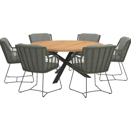 4 Seasons Outdoor Tuinset Fabrice groen Prado Teak-Anthracite 160 cm