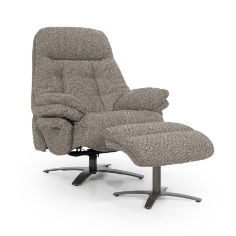 Eleonora Verstelbare Fauteuil 'Caleb' Met voetenbank, kleur Taupe