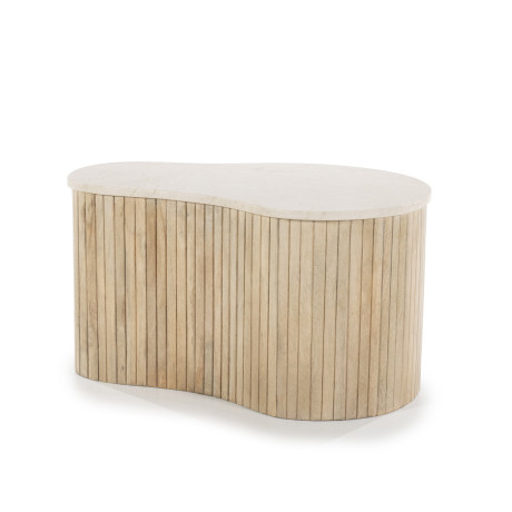 Eleonora Organische Salontafel 'Kira' Mangohout en marmer, 70 x 47cm