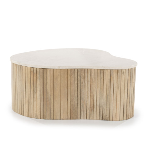 Eleonora Organische Salontafel 'Kira' Mangohout en marmer, 83 x 72cm