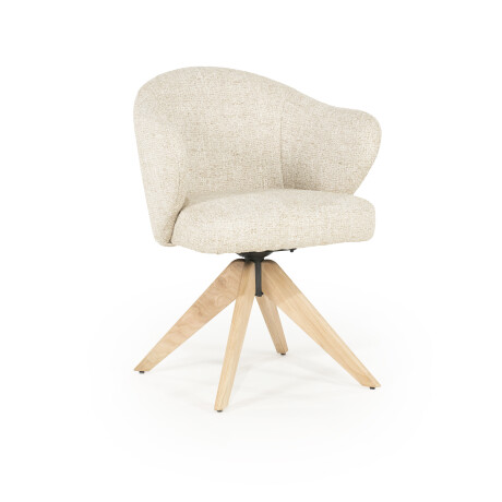 Eleonora Draaibare Eetkamerstoel 'Connor' Eiken onderstel, kleur Beige