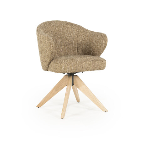 Eleonora Draaibare Eetkamerstoel 'Connor' Eiken onderstel, kleur Mosterd